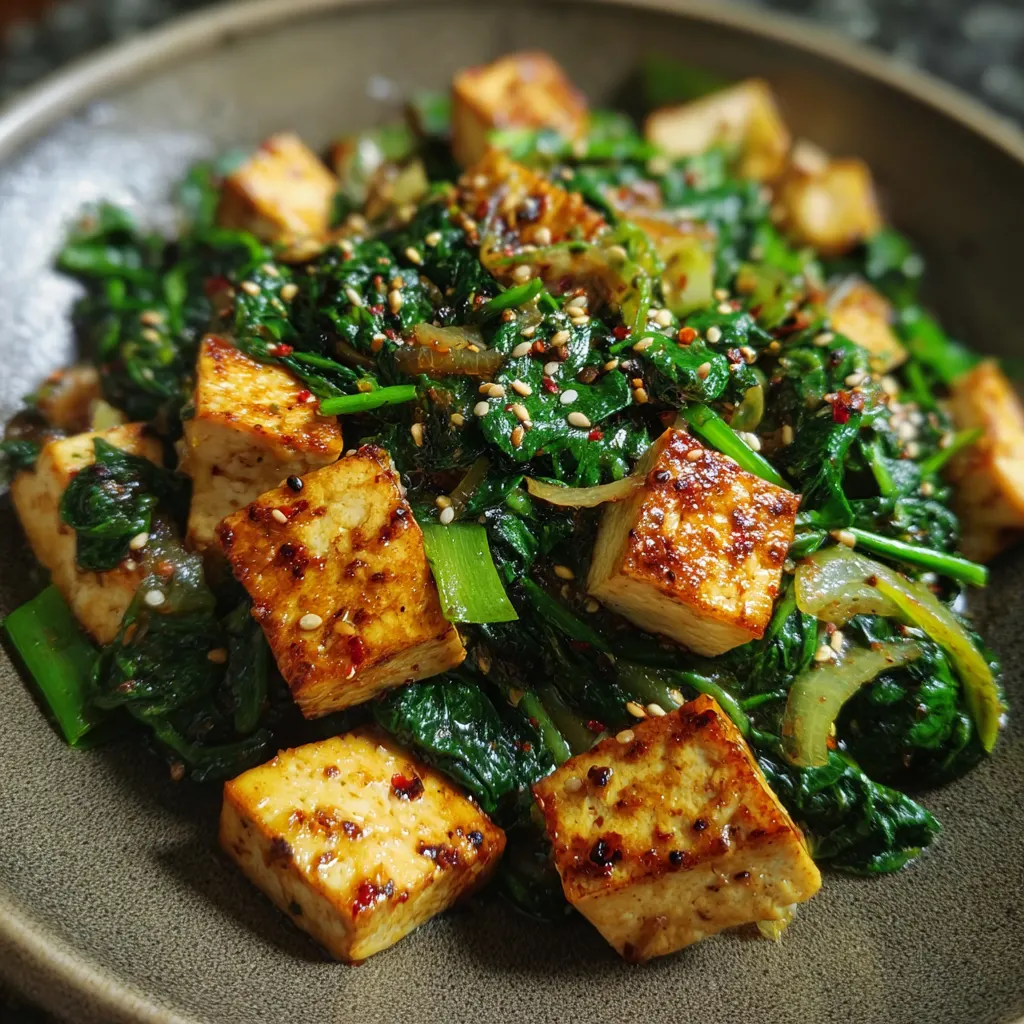 Garlic Spinach Tofu Stir-Fry