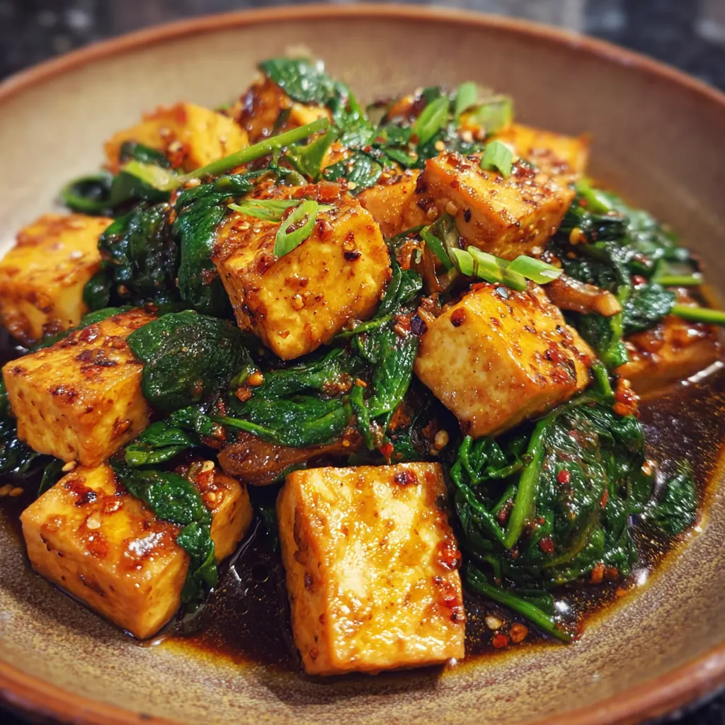 Garlic Spinach Tofu Stir-Fry