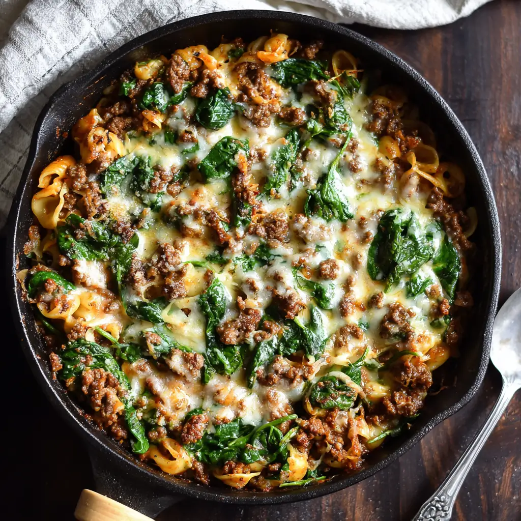 Beef and Spinach Skillet Casserole