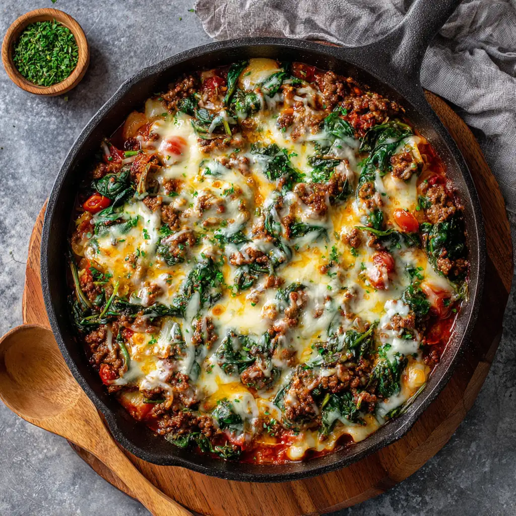 Beef and Spinach Skillet Casserole