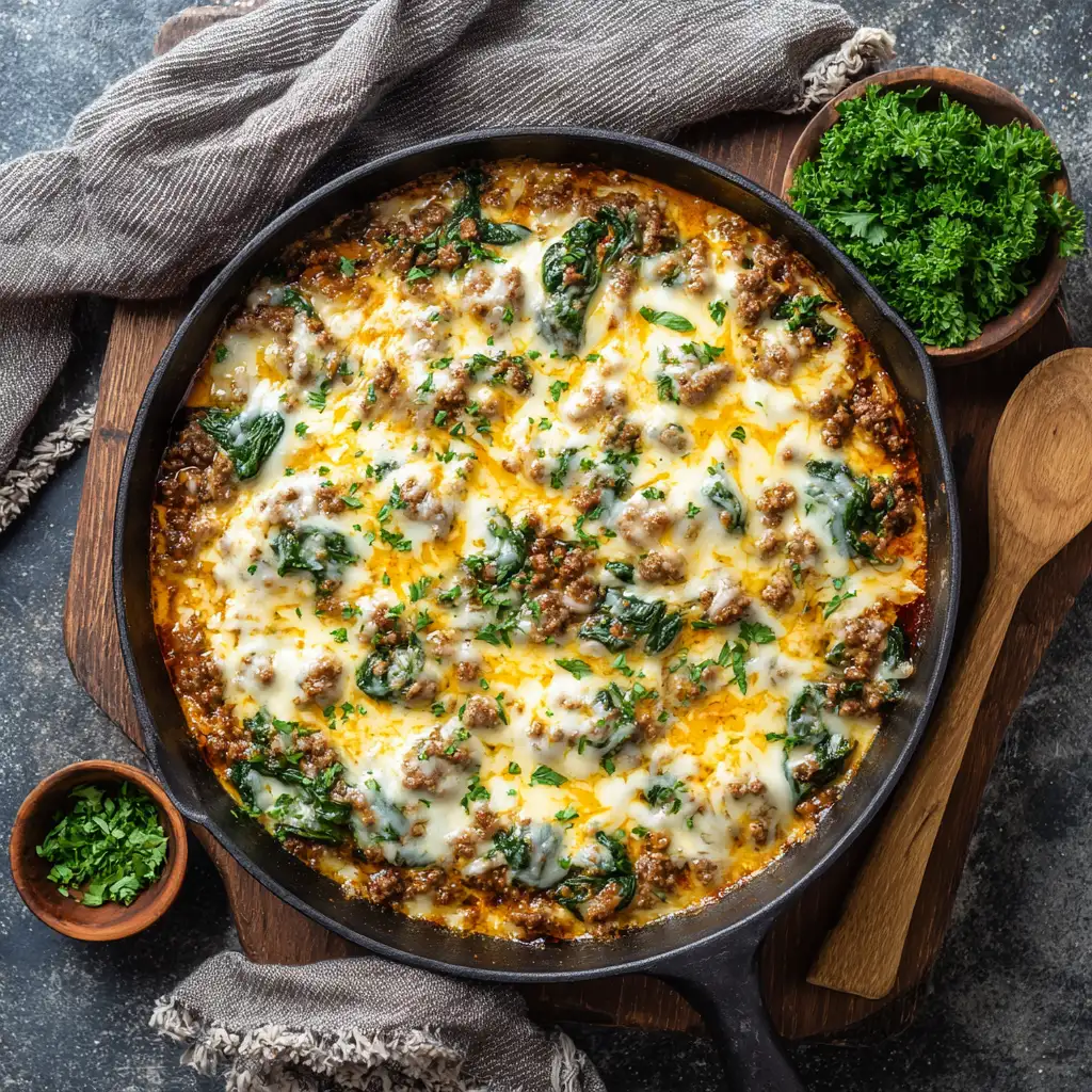 Beef and Spinach Skillet Casserole