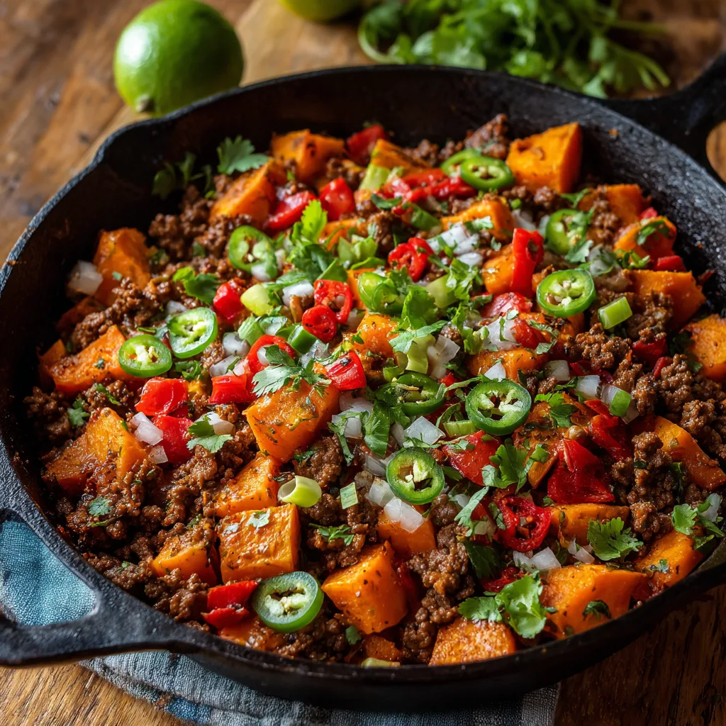 Spicy Beef & Sweet Potato Skillet