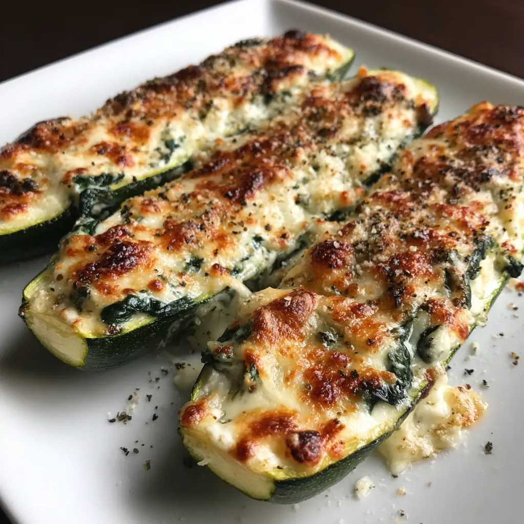 Spinach Ricotta Zucchini Boats