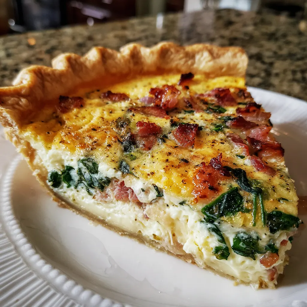 Spinach and Bacon Quiche with Cheese