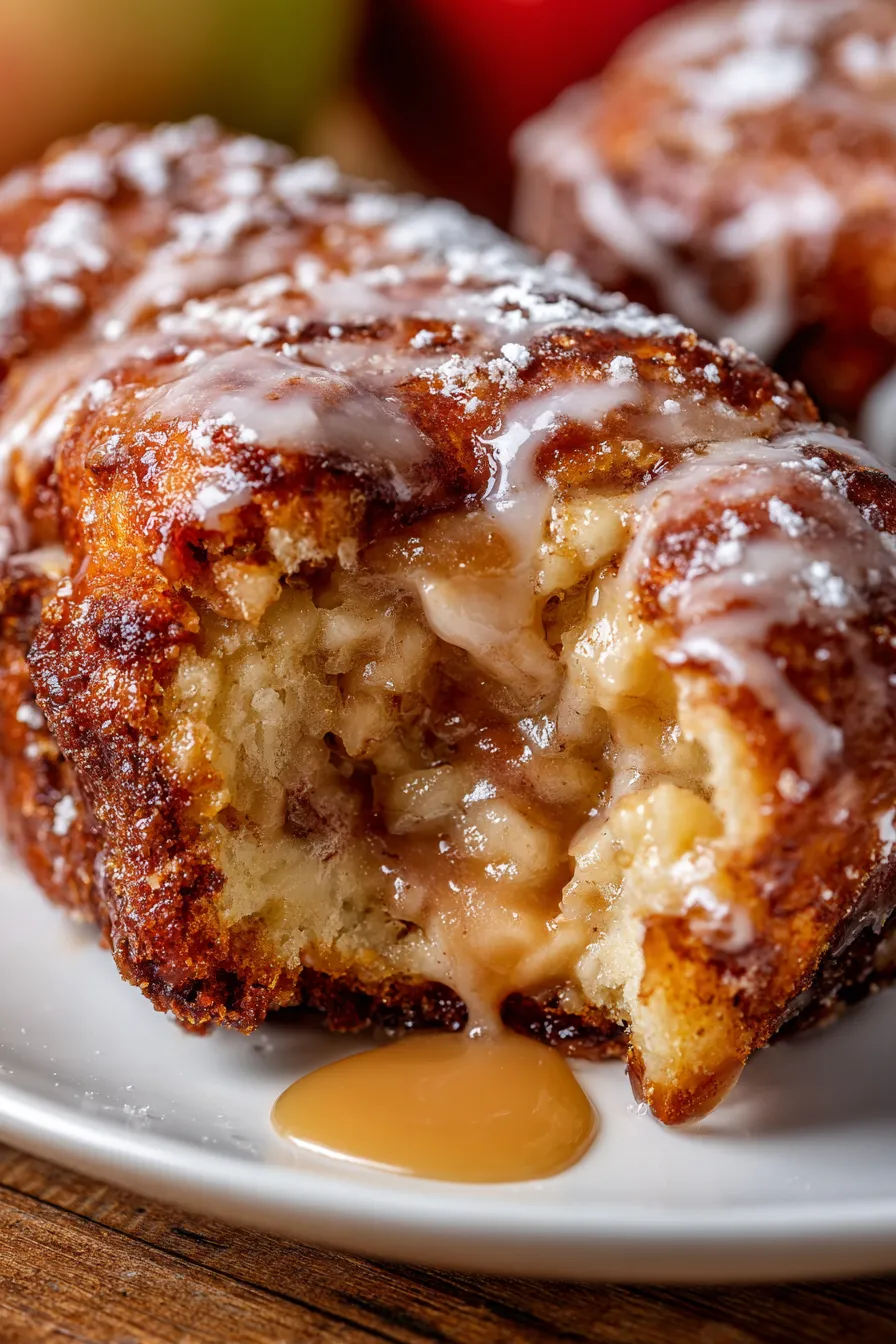 Apple Fritter Bread-overhead-glaze