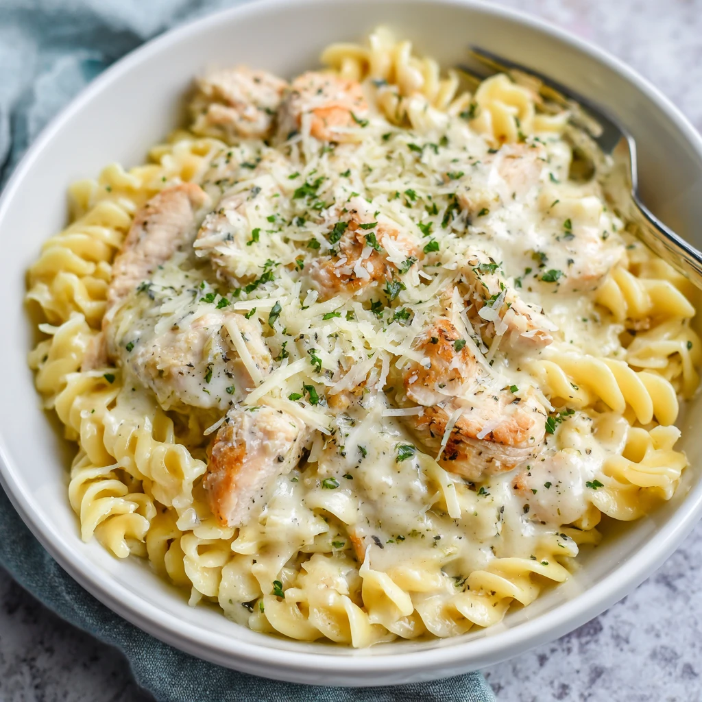 Easy Crockpot Chicken Alfredo Pasta