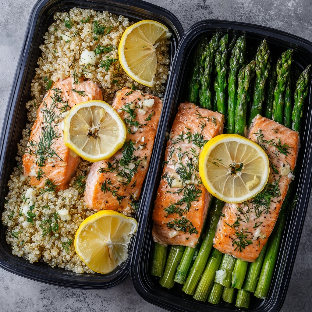 Lemon Garlic Salmon Meal Prep Bowls
