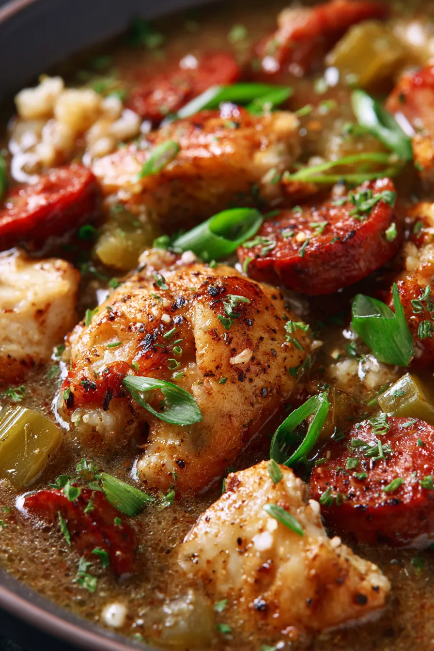 Chicken and Sausage Gumbo-in-crockpot-prep