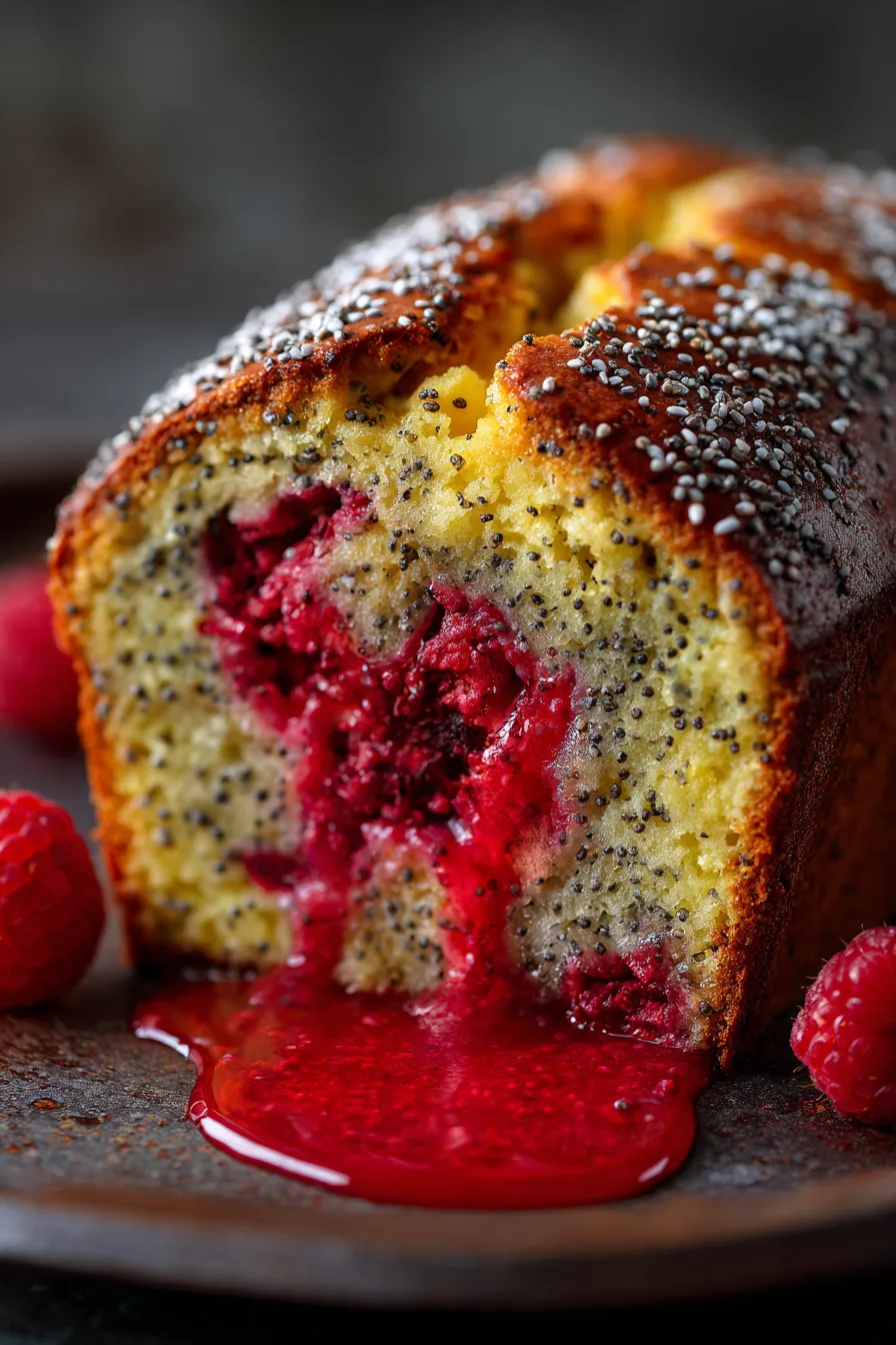 Glazed poppy seed loaf overhead