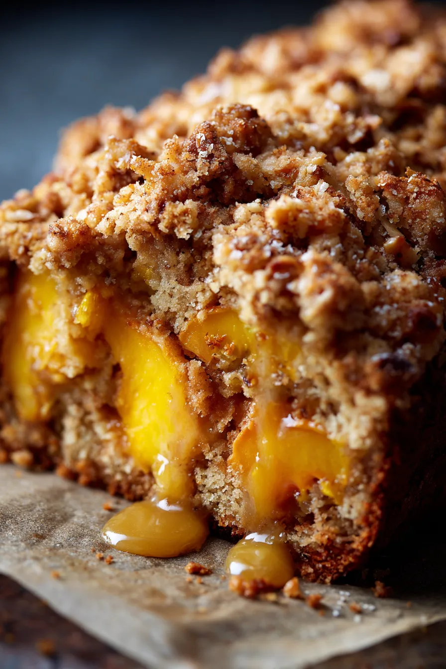 Easy Peach Almond Streusel Bread (Moist & Crunchy)