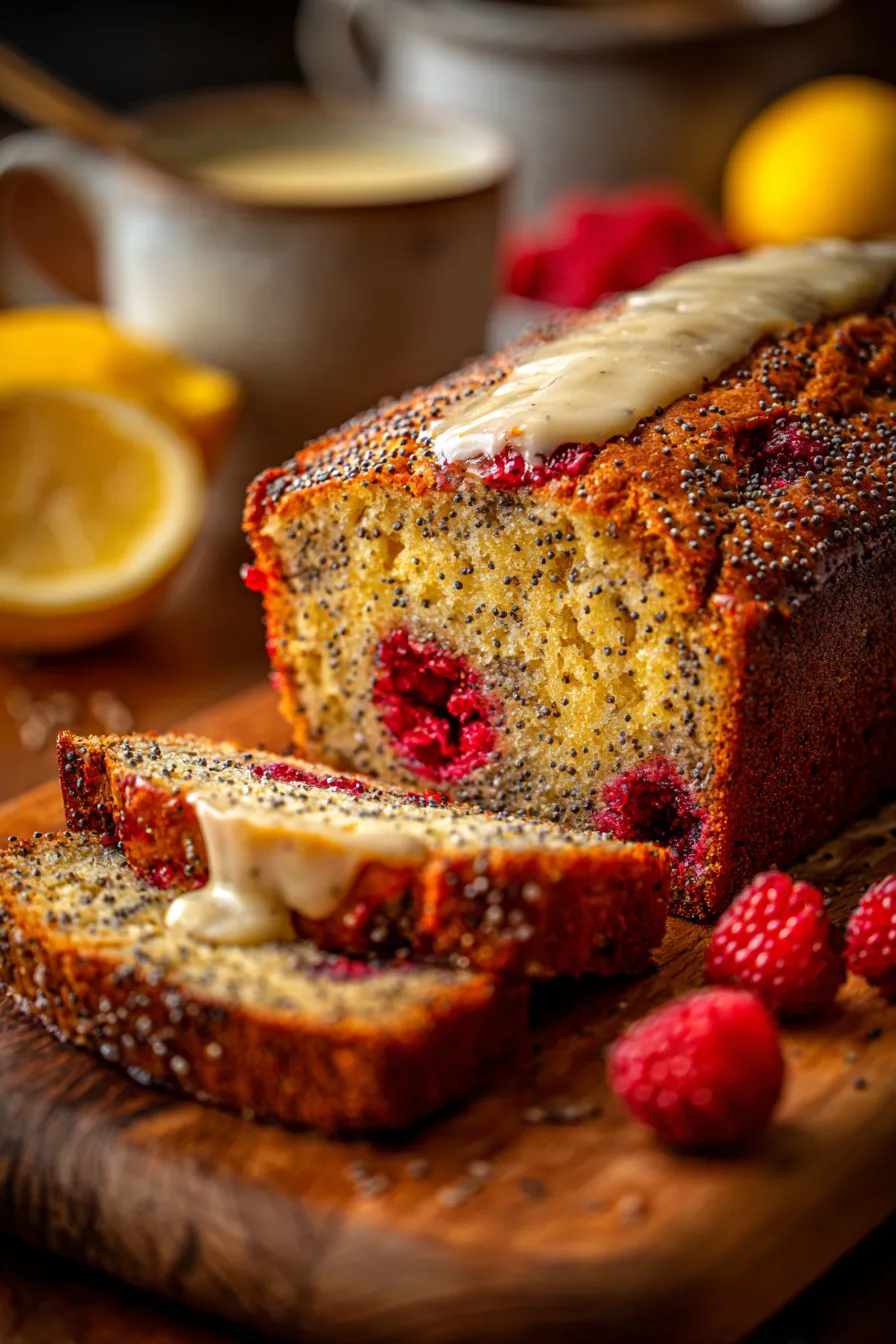 Raspberry lemon bread texture closeup