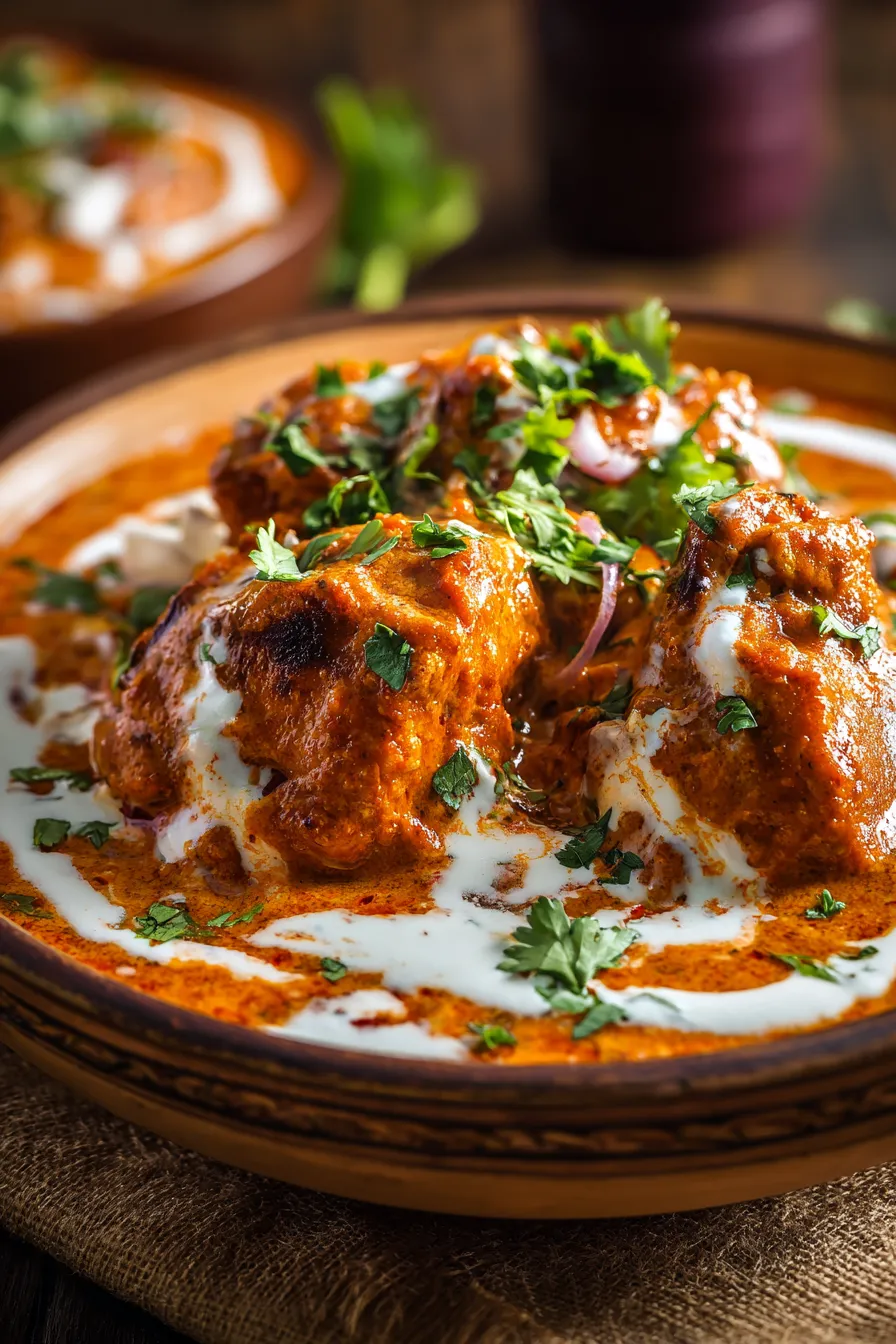 Serving Chicken Tikka with rice and naan