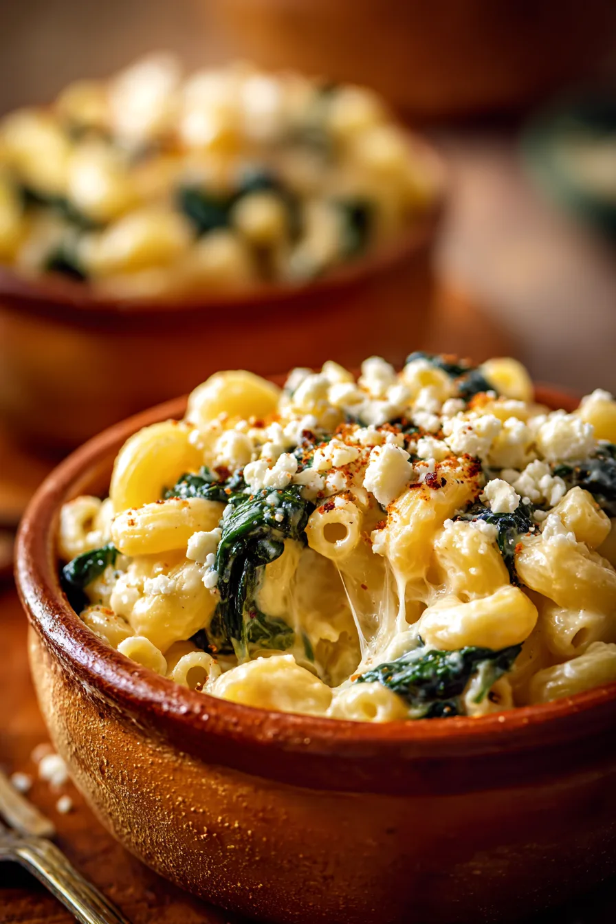 Mac and Cheese with Spinach and Feta