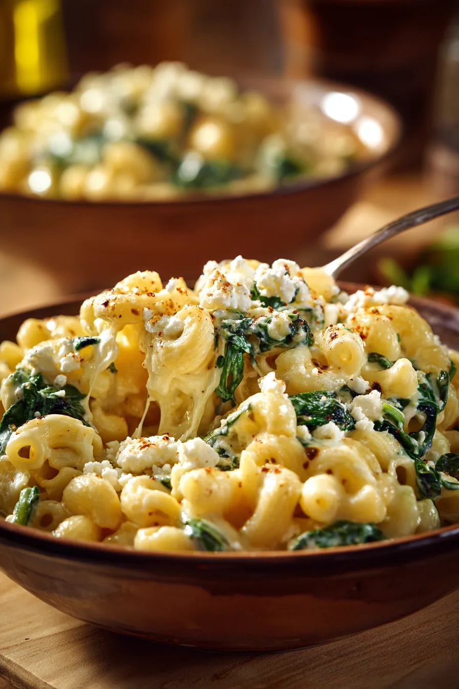 Mac and Cheese with Spinach and Feta