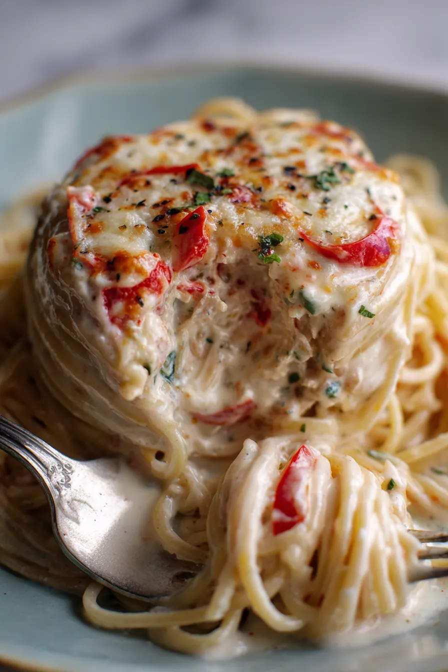 Best Creamy Alfredo Sauce with Roasted Red Pepper Swirl