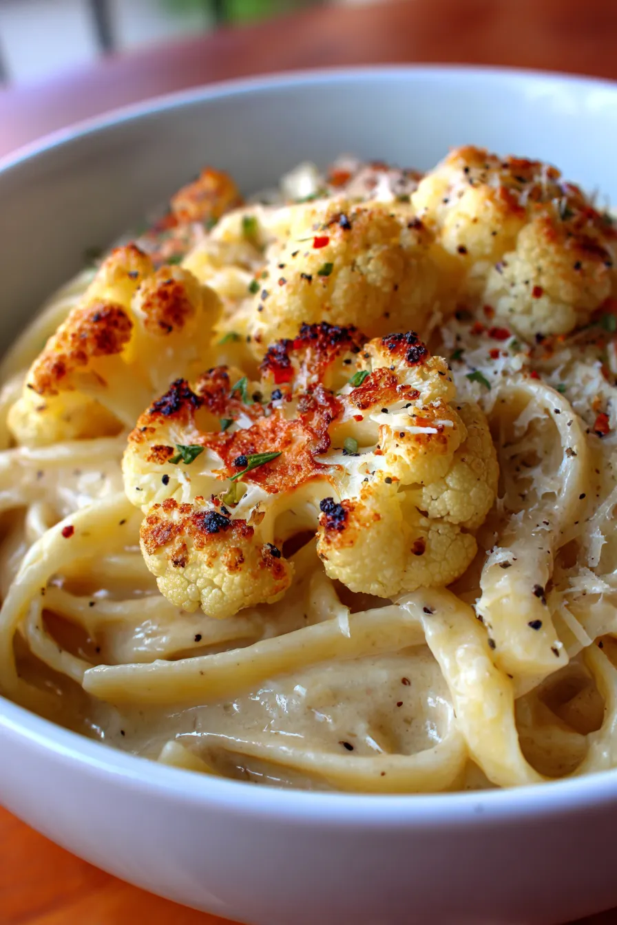 Creamy Alfredo with Roasted Garlic & Cauliflower | Easy Dinner