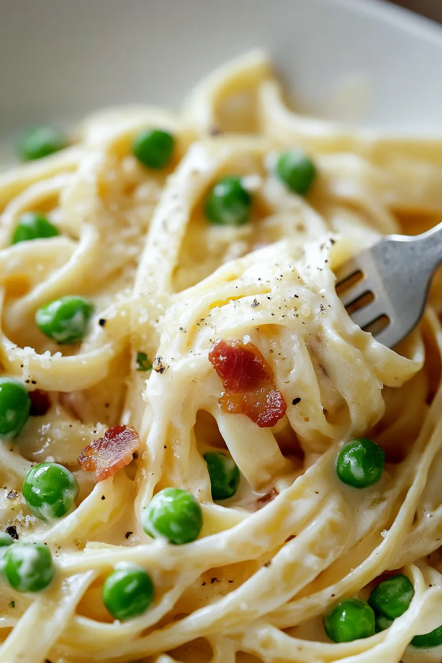 Alfredo with Sweet Peas & Crispy Bacon-ingredients-flatlay