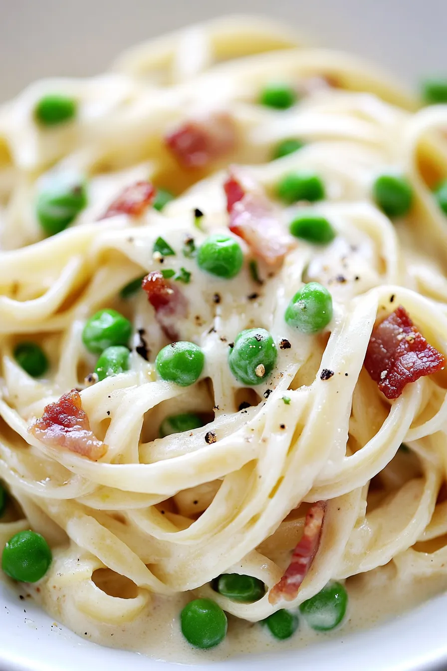 Creamy Alfredo with Sweet Peas & Crispy Bacon