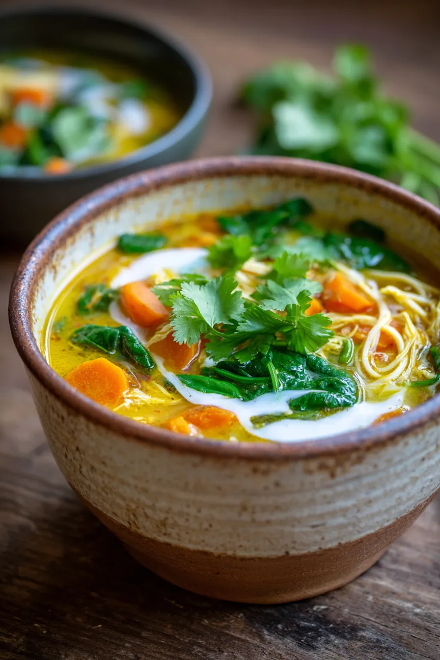 Anti-Inflammatory Turmeric Chicken Soup-serving-spoon