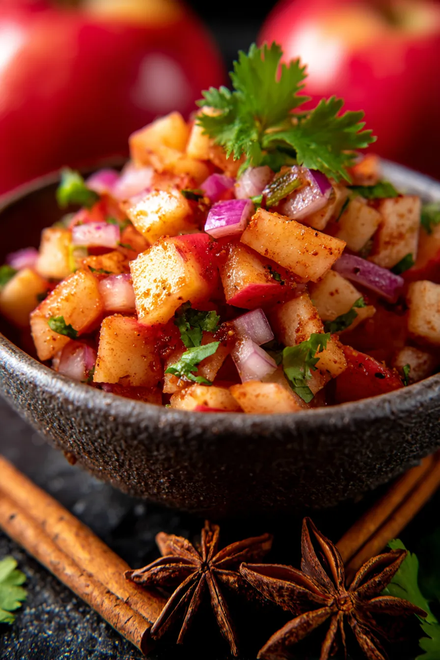 Apple Cinnamon Fall Salsa-close-up-texture