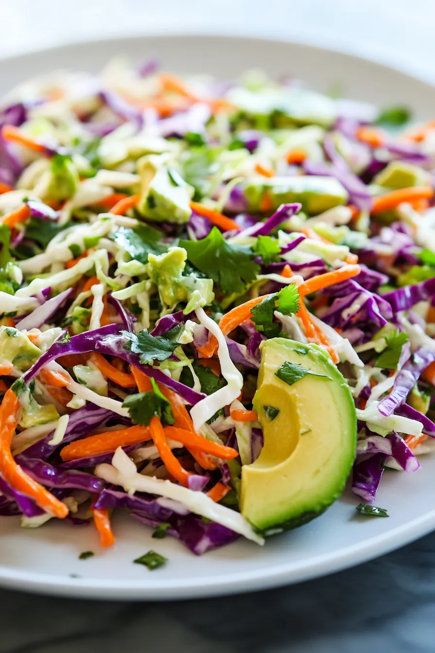 Avocado Lime Coleslaw No Mayo - creamy texture - summer recipe
