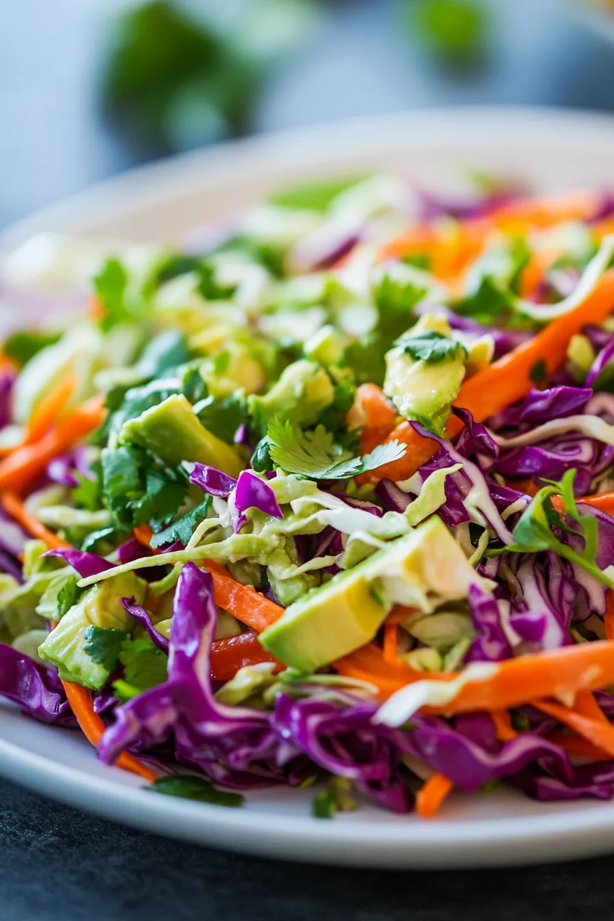 Avocado Lime Coleslaw No Mayo - healthy salad - fresh ingredients