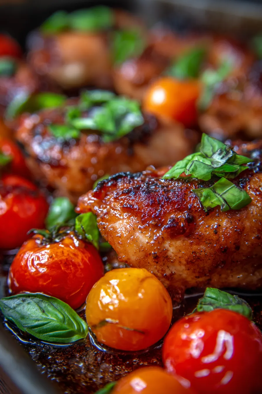 Baked Balsamic Chicken (Juicy & Flavorful)-sliced-closeup