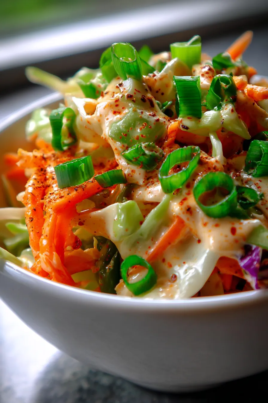 BBQ Ranch Coleslaw-overhead-serving