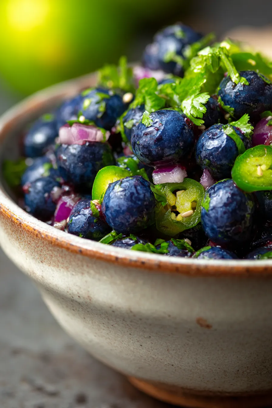Blueberry Lime Salsa-scoop-tortilla-chips