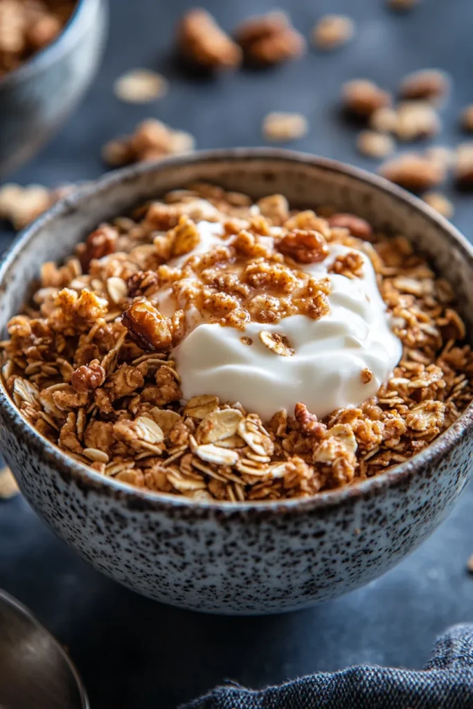 Carrot Cake Granola with Creamy Yogurt Swirl | Healthy Breakfast