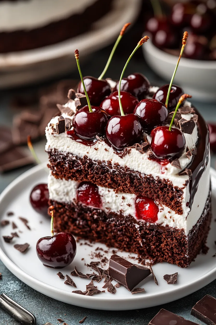 Cherry Chocolate Black Forest Style Cake-assembly-process