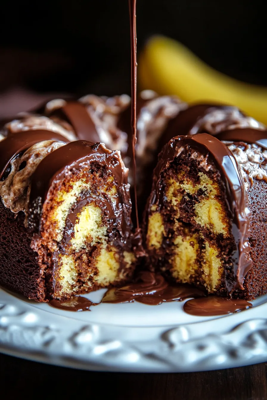 Chocolate Banana Marble Cake-overhead-swirl