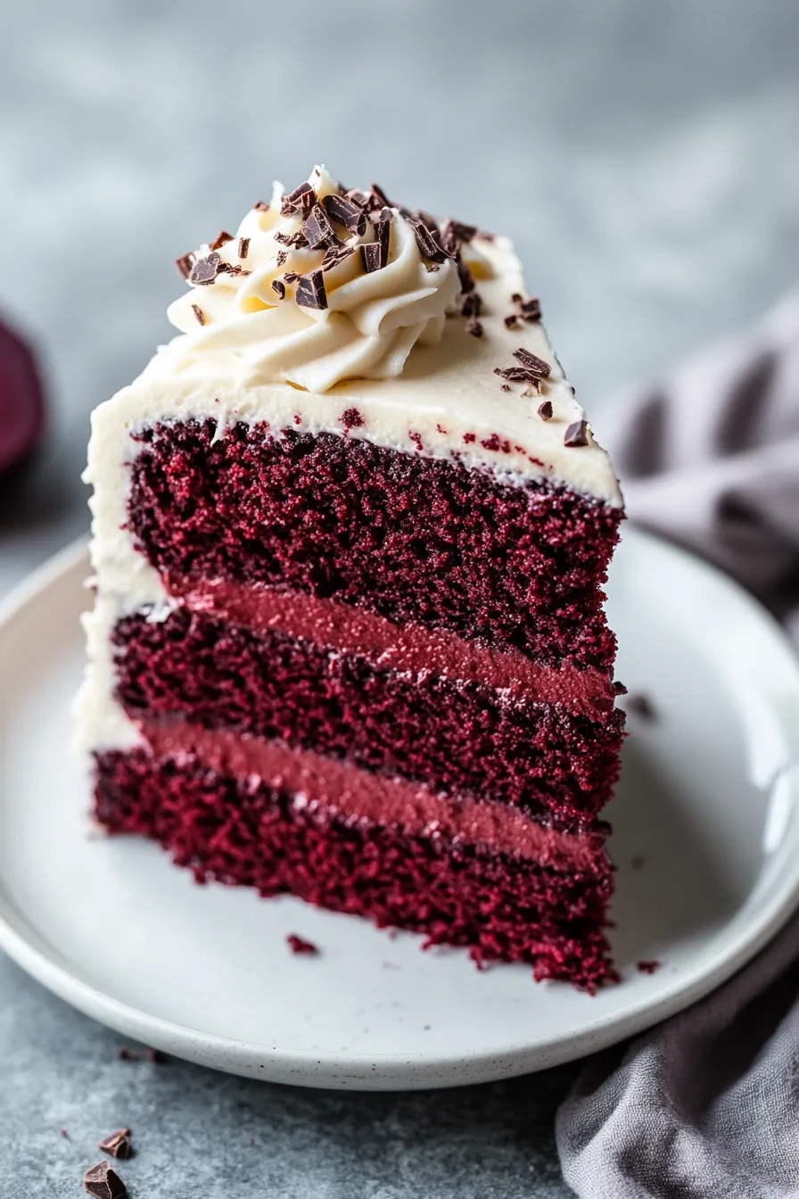 Chocolate Beet Velvet Cake frosting-texture-closeup