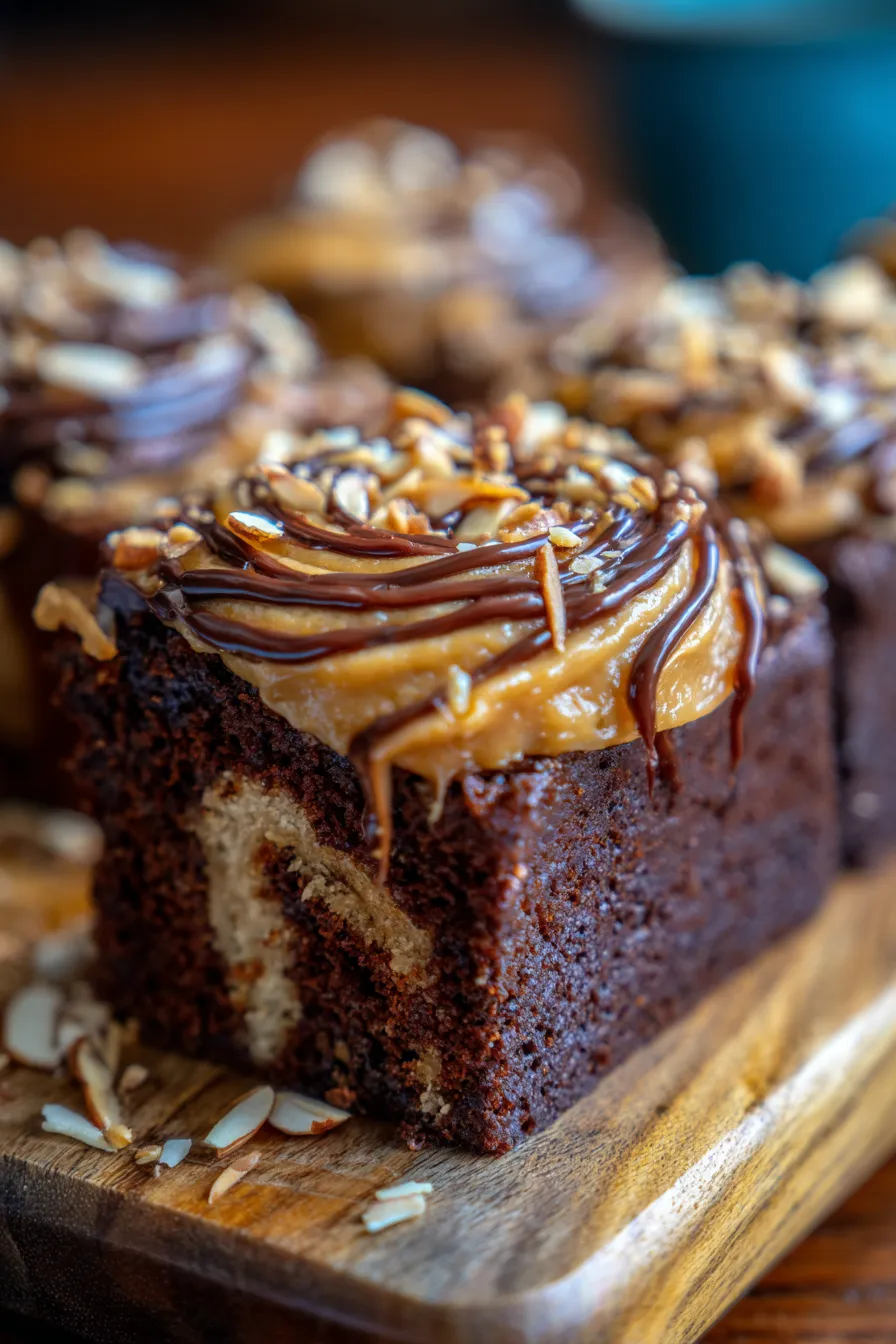 Chocolate Cake with Almond Butter Swirl-overhead-garnish