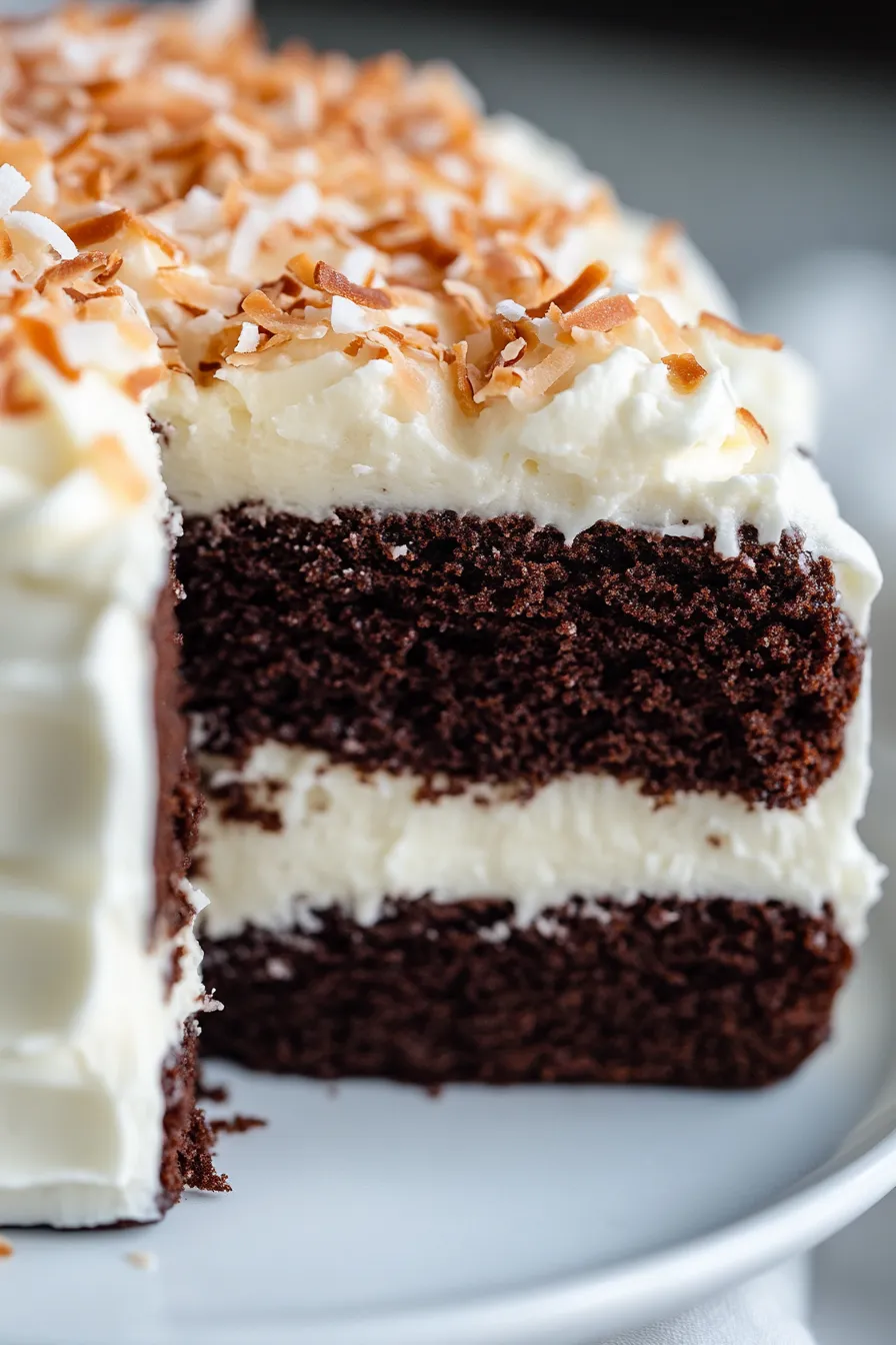 Chocolate Cake with Coconut Cream Frosting-fluffy-texture