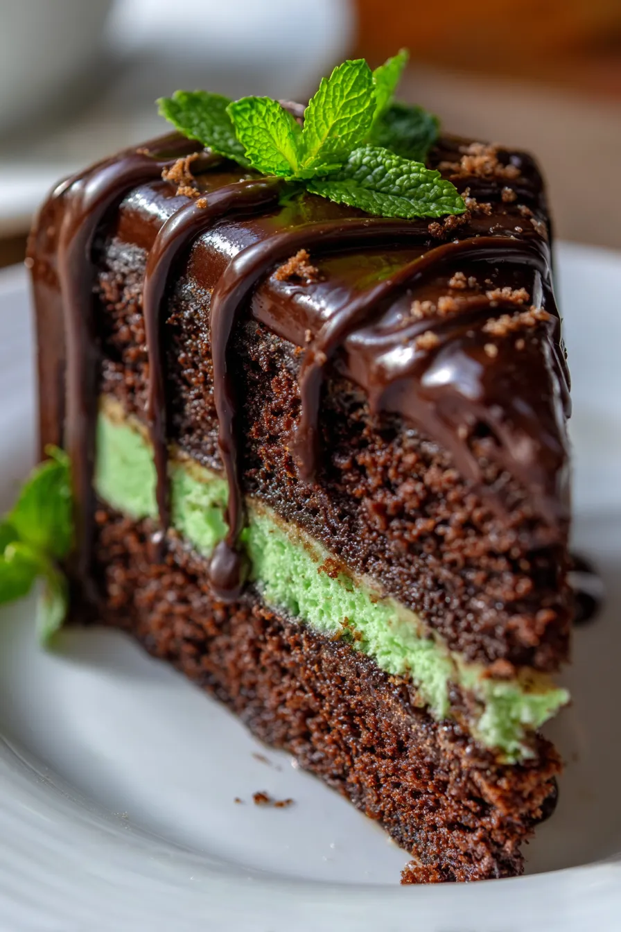 Chocolate Cake with Mint Fudge Filling-frosting-texture