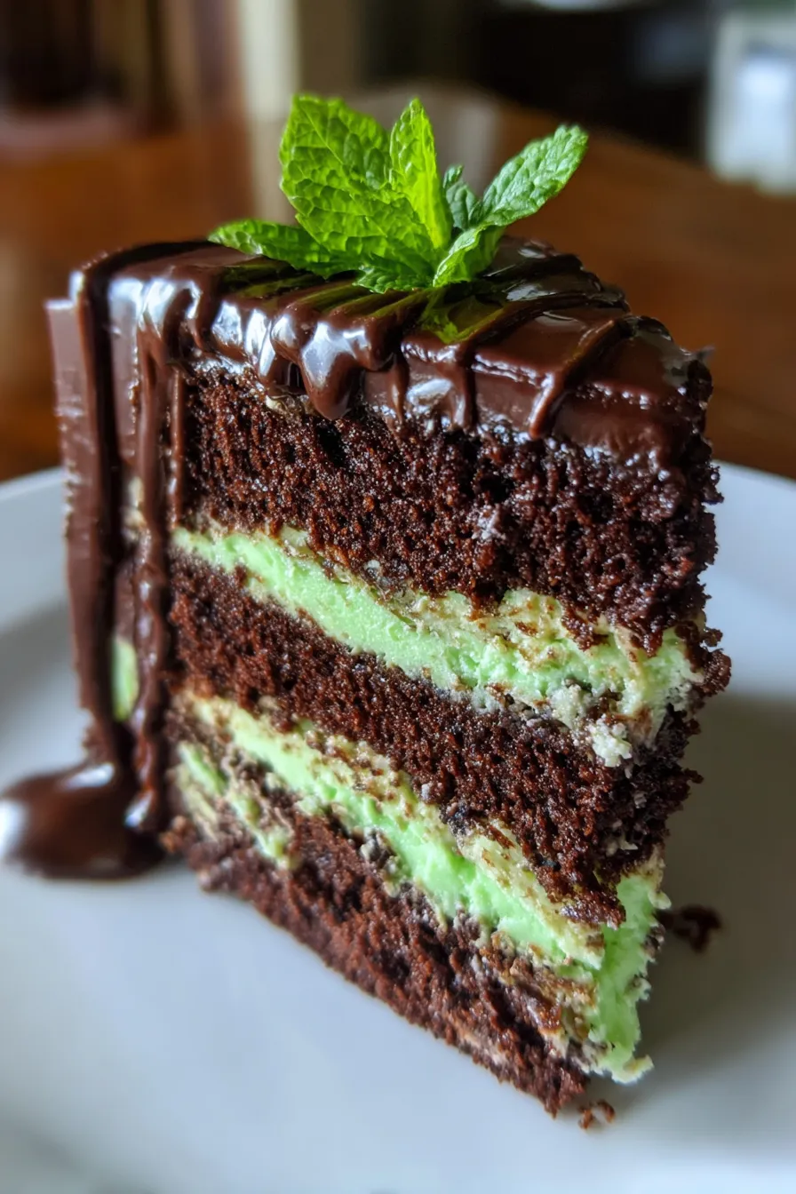 Chocolate Cake with Mint Fudge Filling-layers-crosssection