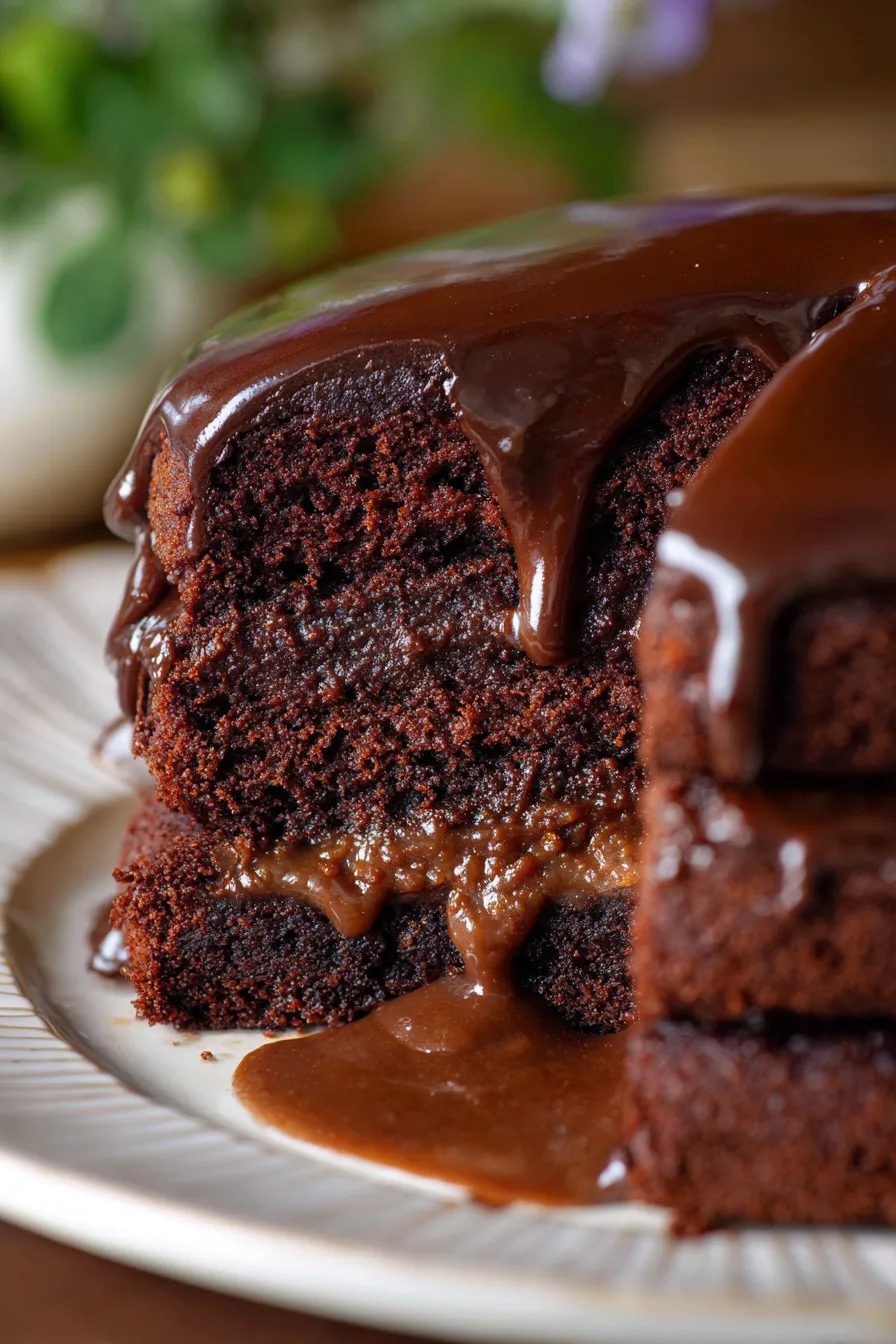Chocolate Ganache drip closeup