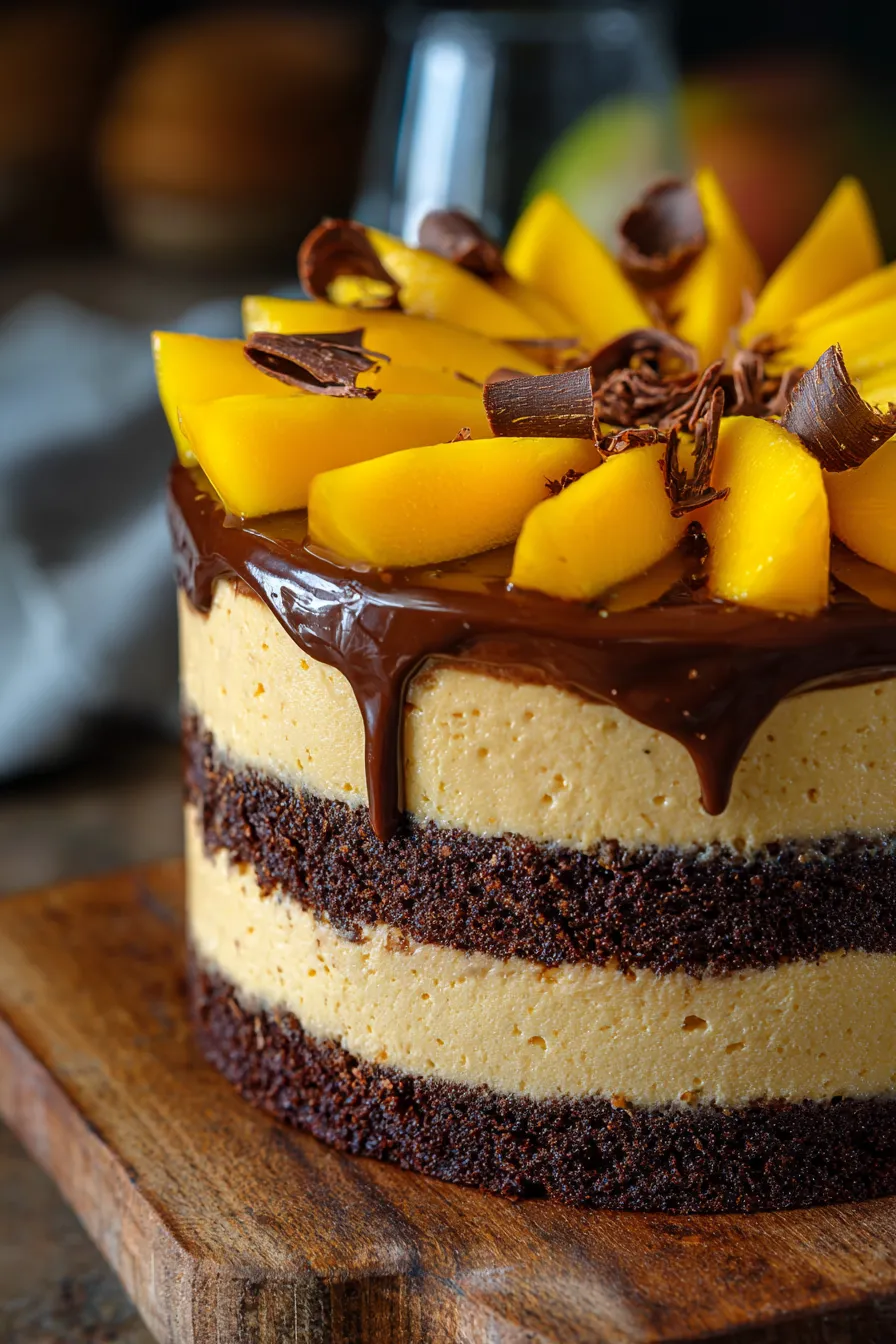 Chocolate Mango Dream Cake-frosting-smooth
