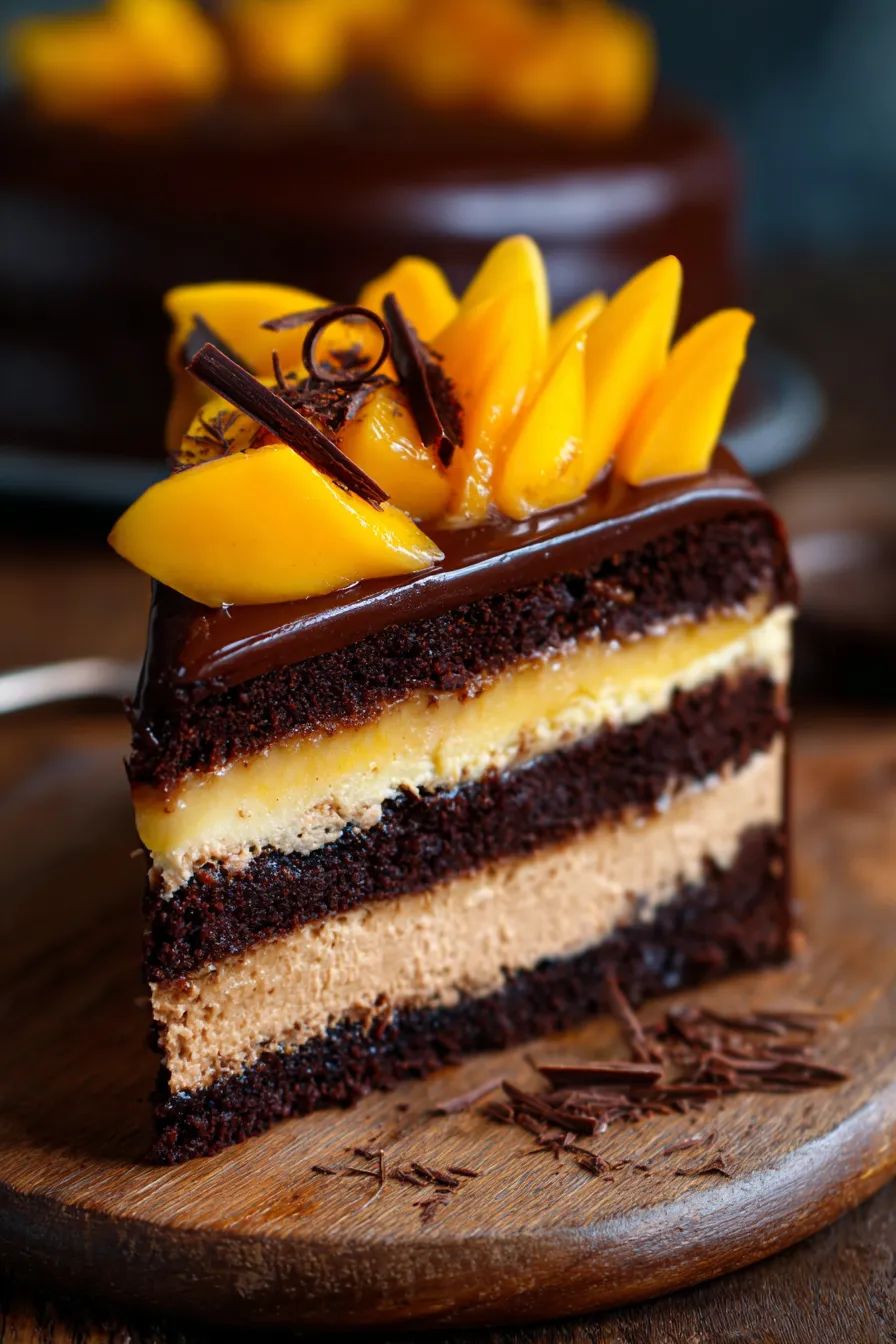 Chocolate Mango Dream Cake-overhead-freshfruit