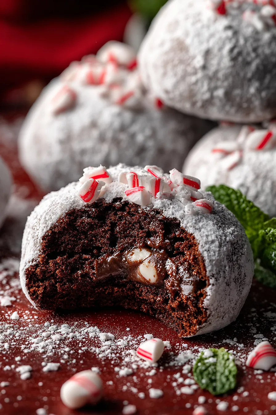 Chocolate Peppermint Chip Snowball Cookies | Best Recipe