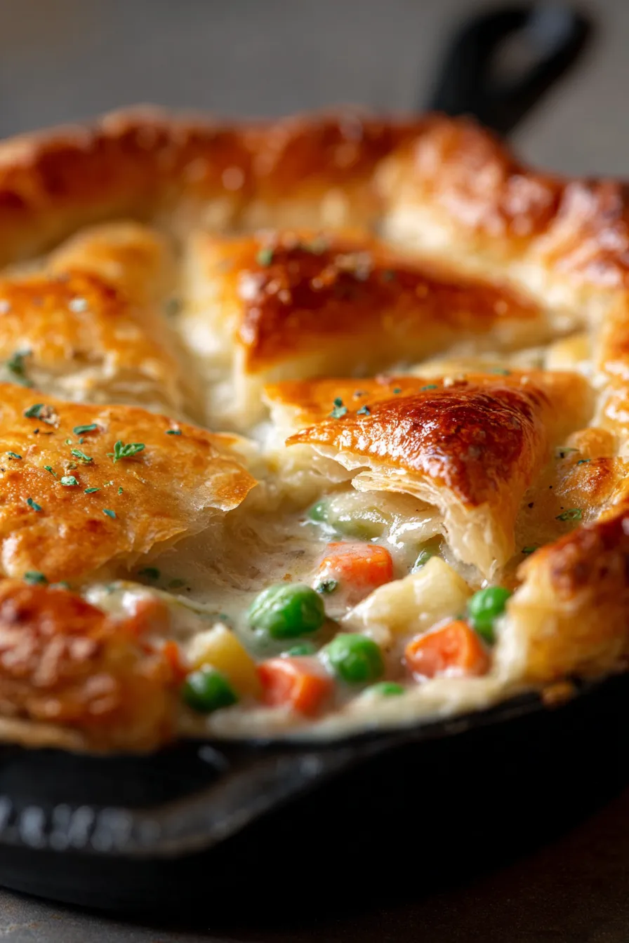 Classic Chicken Pot Pie Made Easy in One Pan-serving-slice