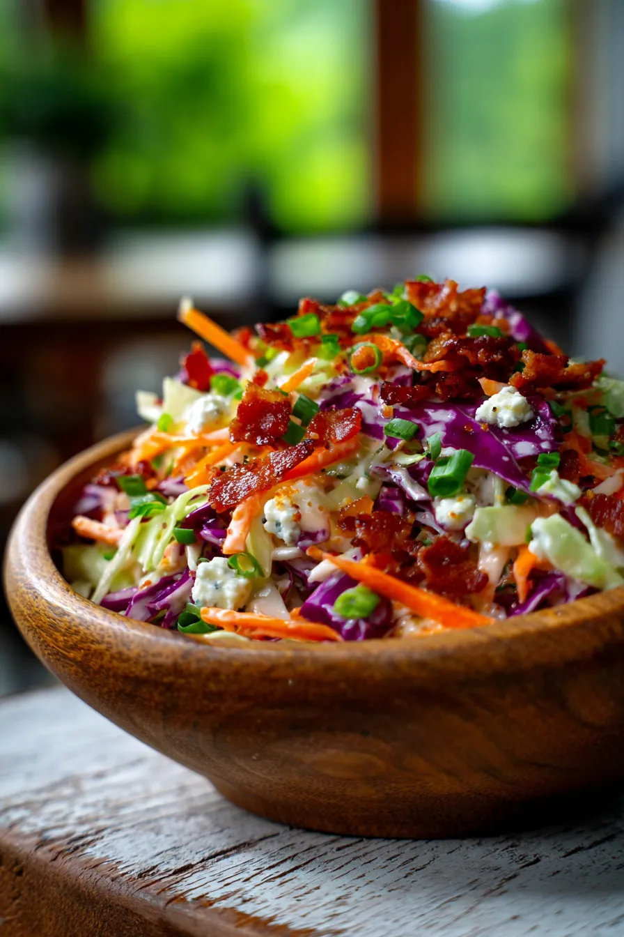 Coleslaw with Blue Cheese & Bacon-fresh-ingredients-overhead