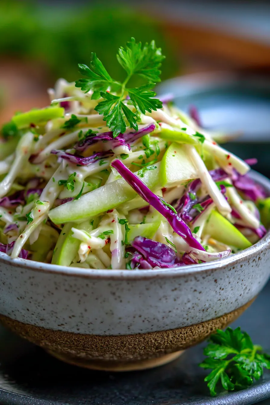 Coleslaw with Green Apple & Celery-serving-bowl