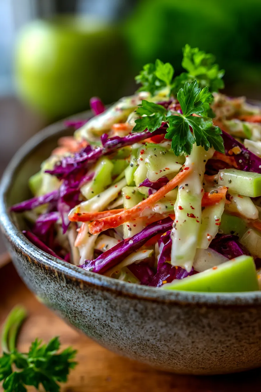 Coleslaw with Green Apple & Celery-texture-closeup