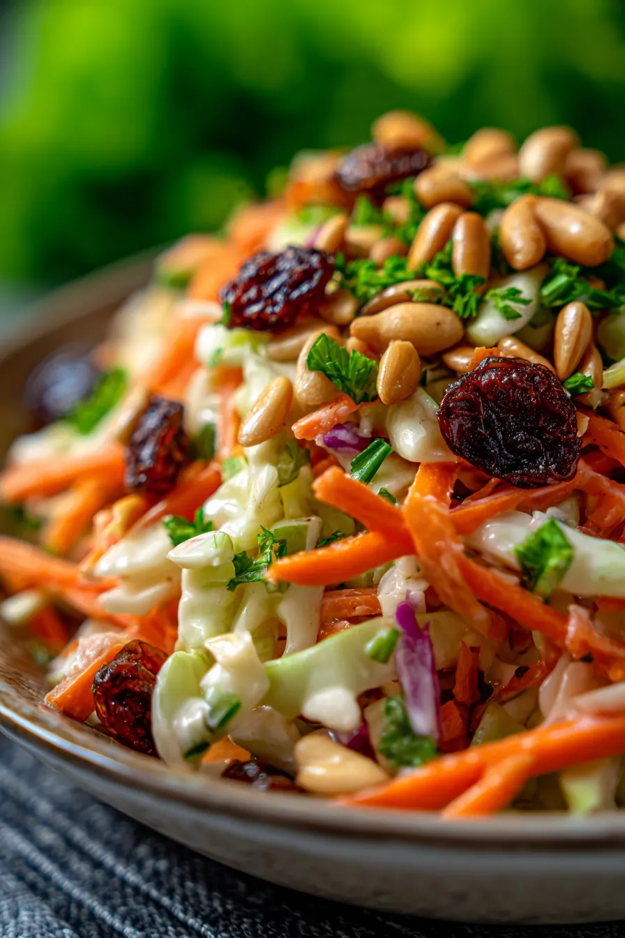 Coleslaw with Raisins and Sunflower Seeds-serving-spoon