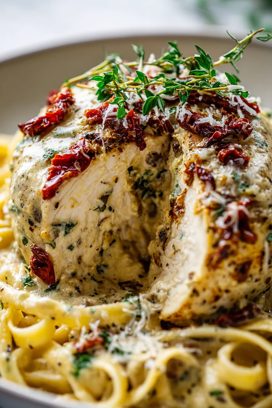 creamy alfredo sauce close up