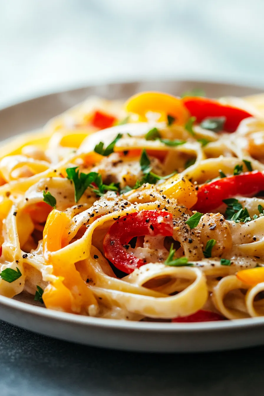 Creamy Bell Pepper Alfredo-dinner-plate