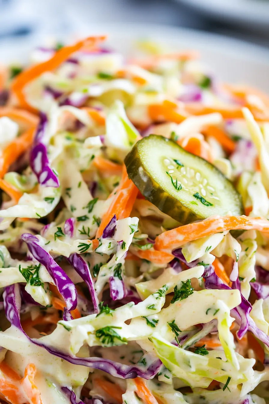 Creamy Dill Pickle Coleslaw-serving-plate
