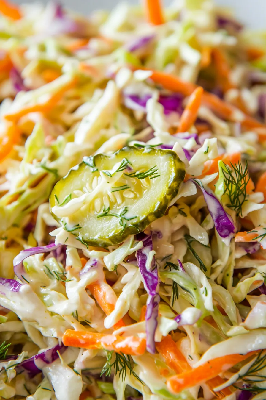 Creamy Dill Pickle Coleslaw-texture-closeup